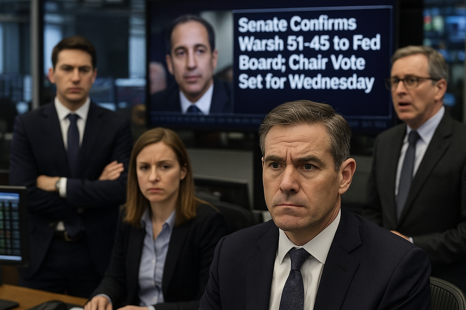 Senate Confirms Warsh 51-45 to Fed Board; Chair Vote Set for Wednesday