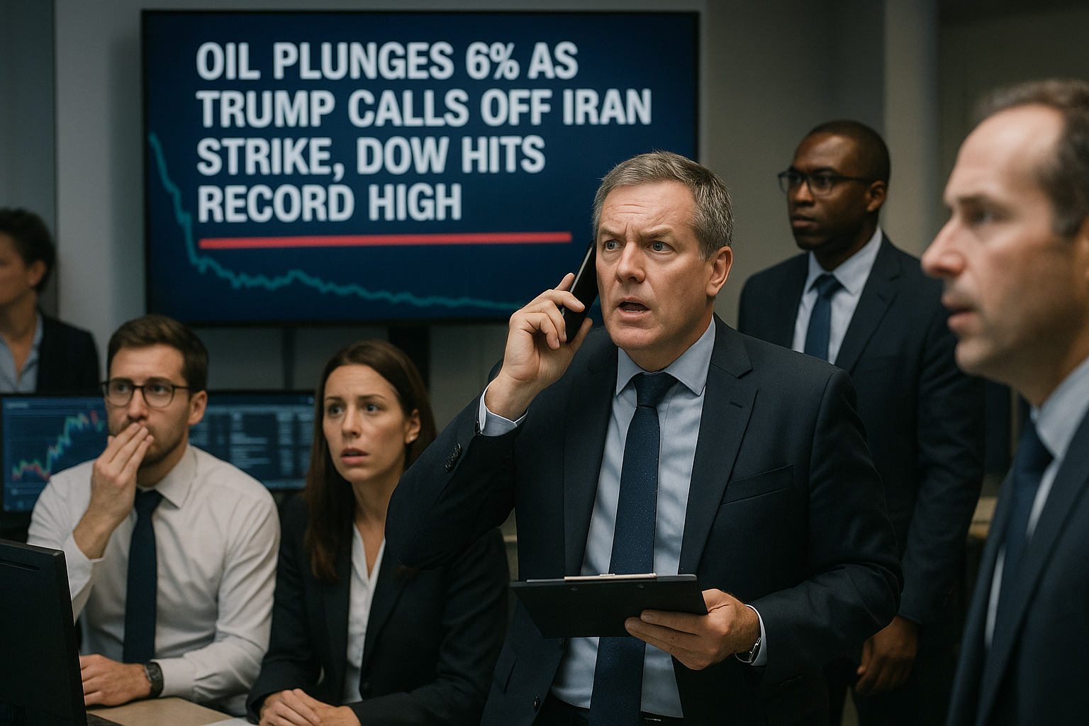 Oil Plunges 6% as Trump Calls Off Iran Strike, Dow Hits Record High